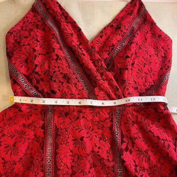 Monteau Red Spagheti strap lace elastic waist womens top large - Picture 8 of 14
